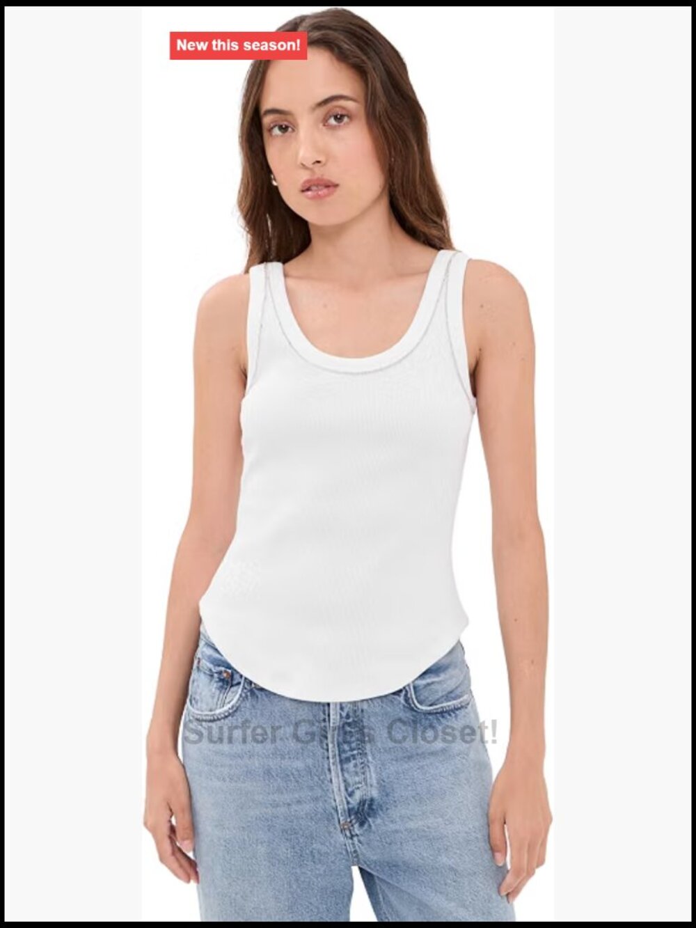 Scoop Neck Embellished Sleeveless Cotton Spandex Tank Top